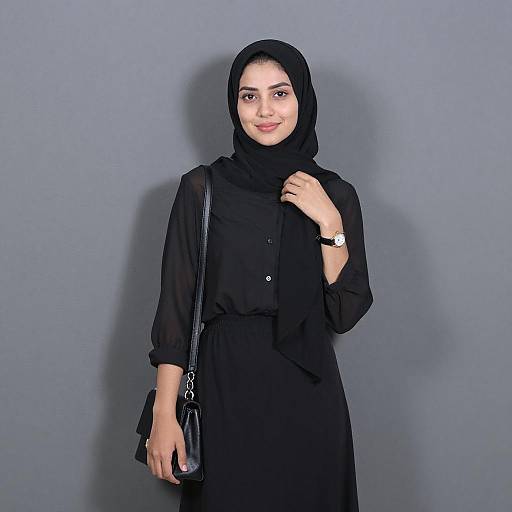 Young Woman in Black Hijab Portrait