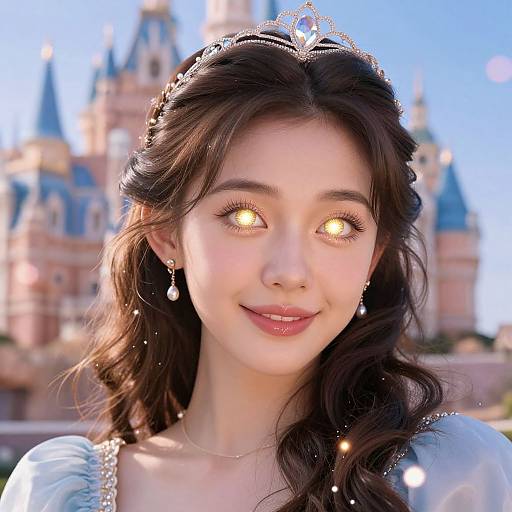 Young Woman with Radiant Eyes and Princess Tiara