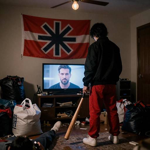 Dramatic Scene in a Dimly Lit Room