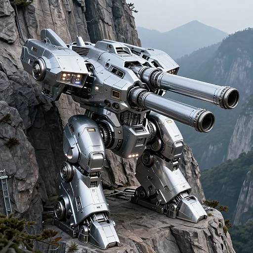 Silver Metallic Megafortress on Cliff