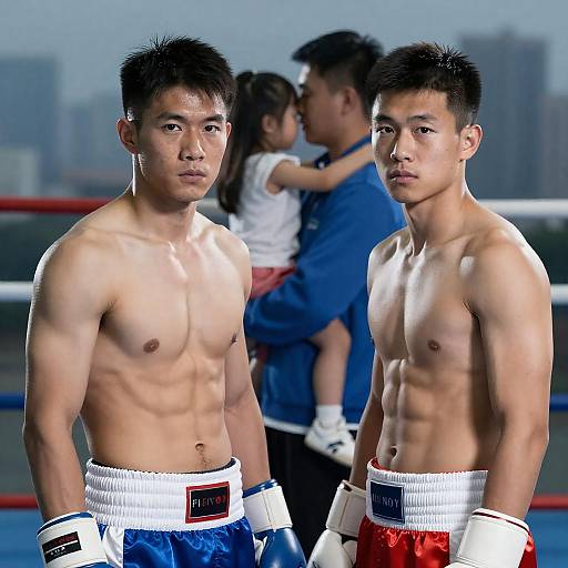 Intense Boxers with Heartwarming Background