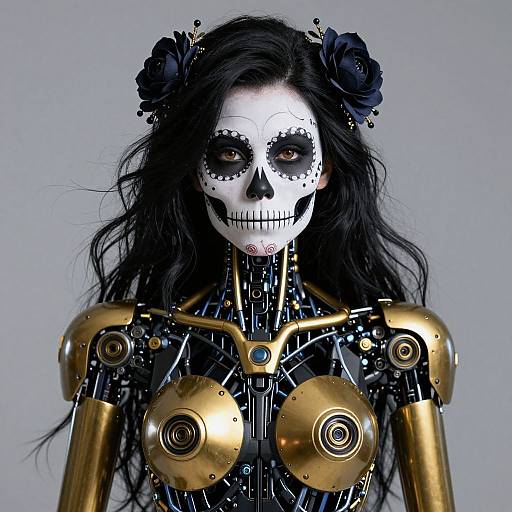 Cyberpunk Sugar Skull Woman