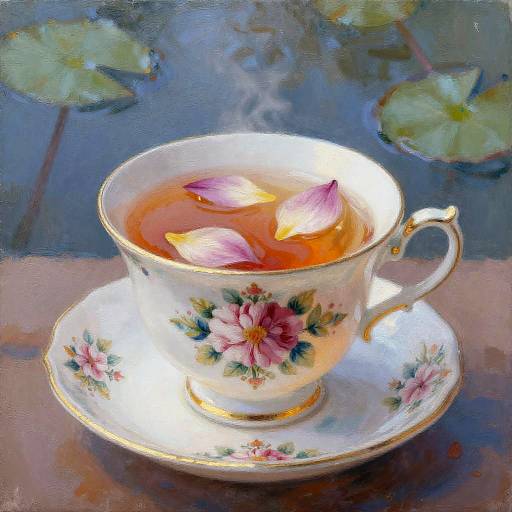 Whimsical Monet-Inspired Porcelain Teacup Scene