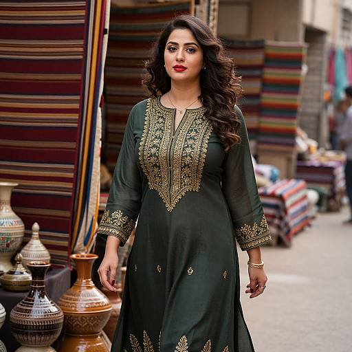 Elegant Pakistani Woman in Traditional Market