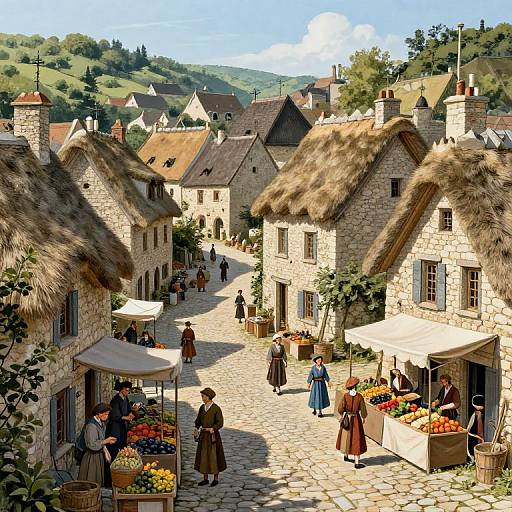 Medieval Village in Plana Illustration