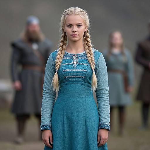 Realistic Viking Woman with Twin Braids
