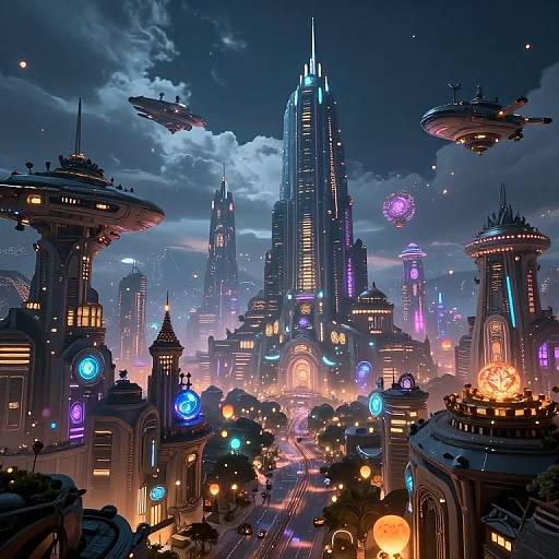 Fantastical Futuristic Cityscape