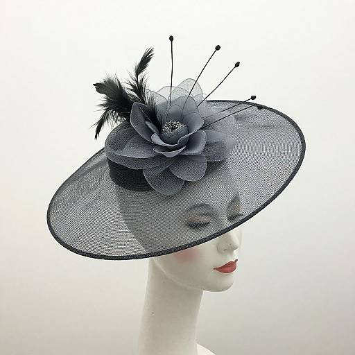 Elegant Grey Mesh Hat on Mannequin