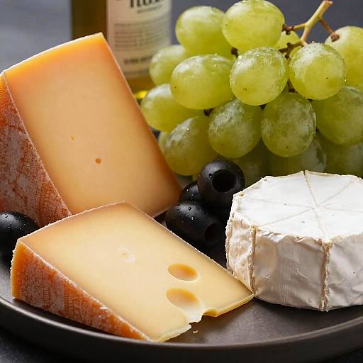 Close-Up of Cheeseboard with Grapes