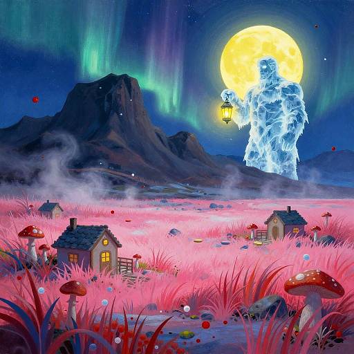 Surreal Frozen Tundra Fantasy Scene