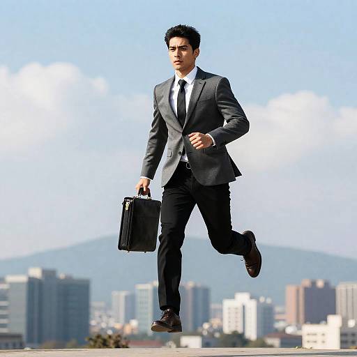 Businessman Running in Urban Landscape