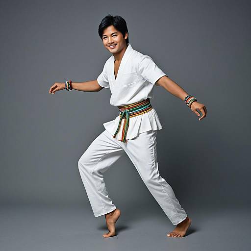 Man Dancing in Traditional White Costume