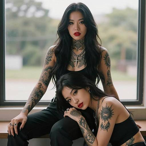 Tattooed Asian Women by Window