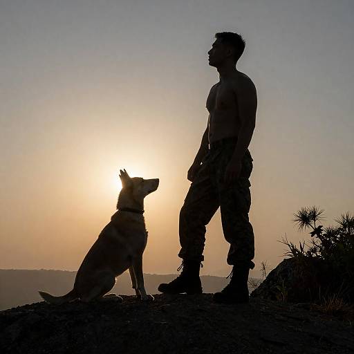 Majestic Silhouette of Man and Dog