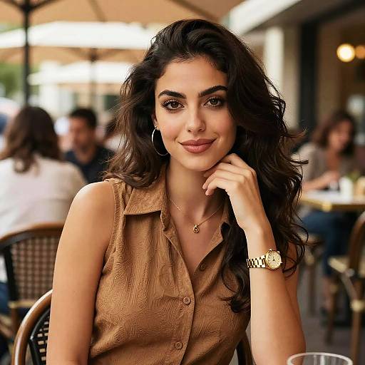 Portrait of Smiling Woman at Café