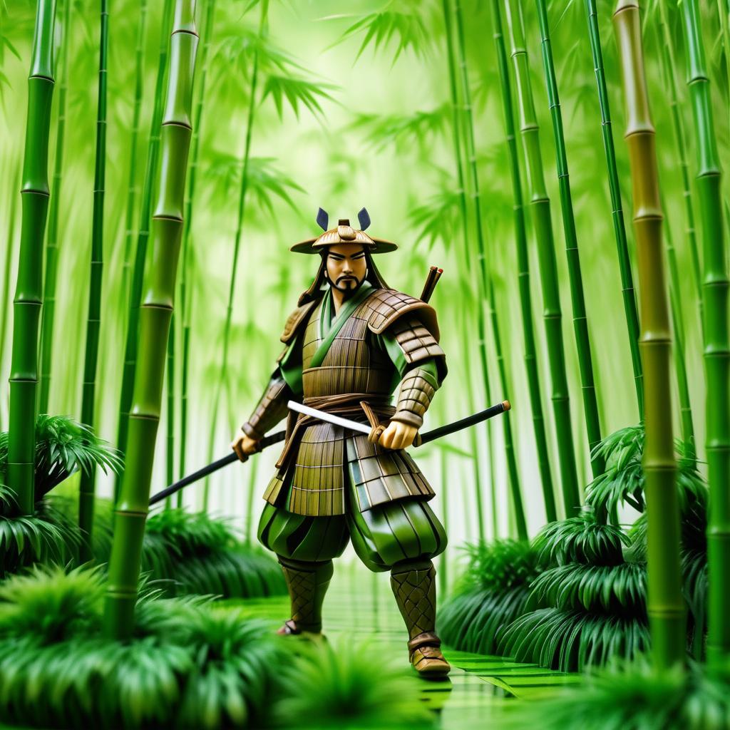 Ultra-Realistic Samurai in Bamboo Forest