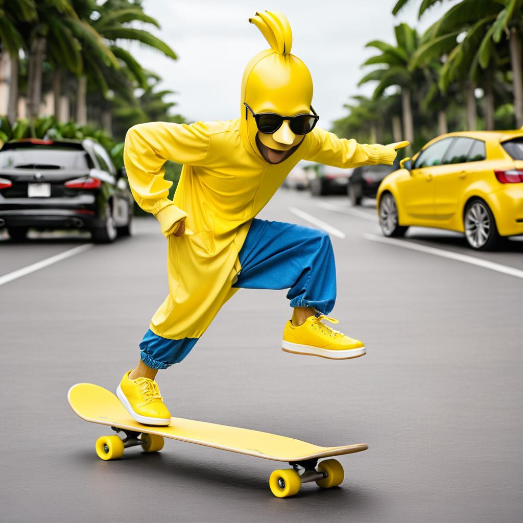 Adventure of Banana Man on Skateboard