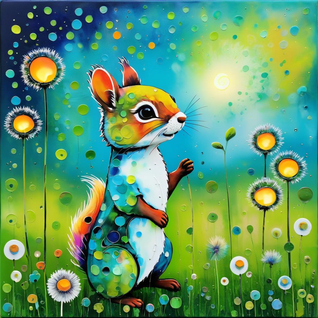 Playful Squirrel in Twilight Field Art