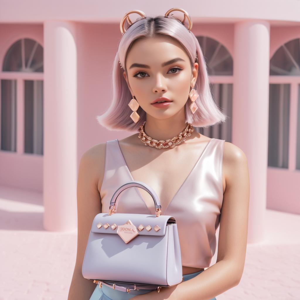 Kawaii Fashion Model Elegance in Rose Gold