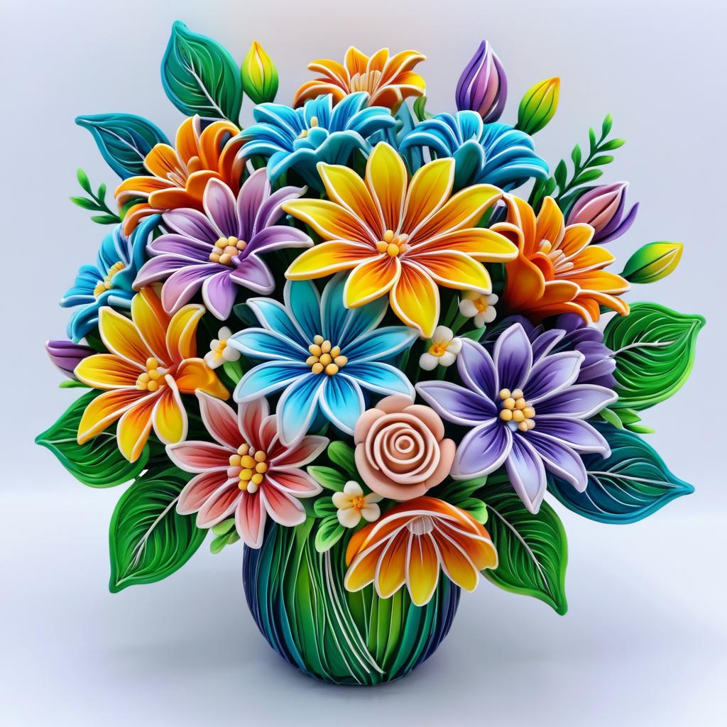 Hyperrealistic Clay Flower Bouquet Design