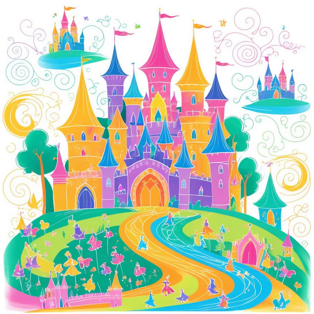 Whimsical Fairy Tale Castle Drawing