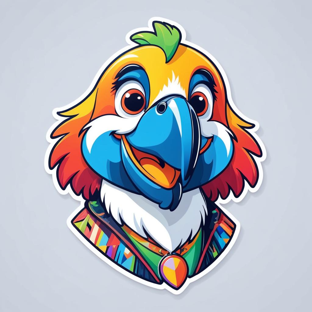 Adorable Parrot Sticker with Laika Style