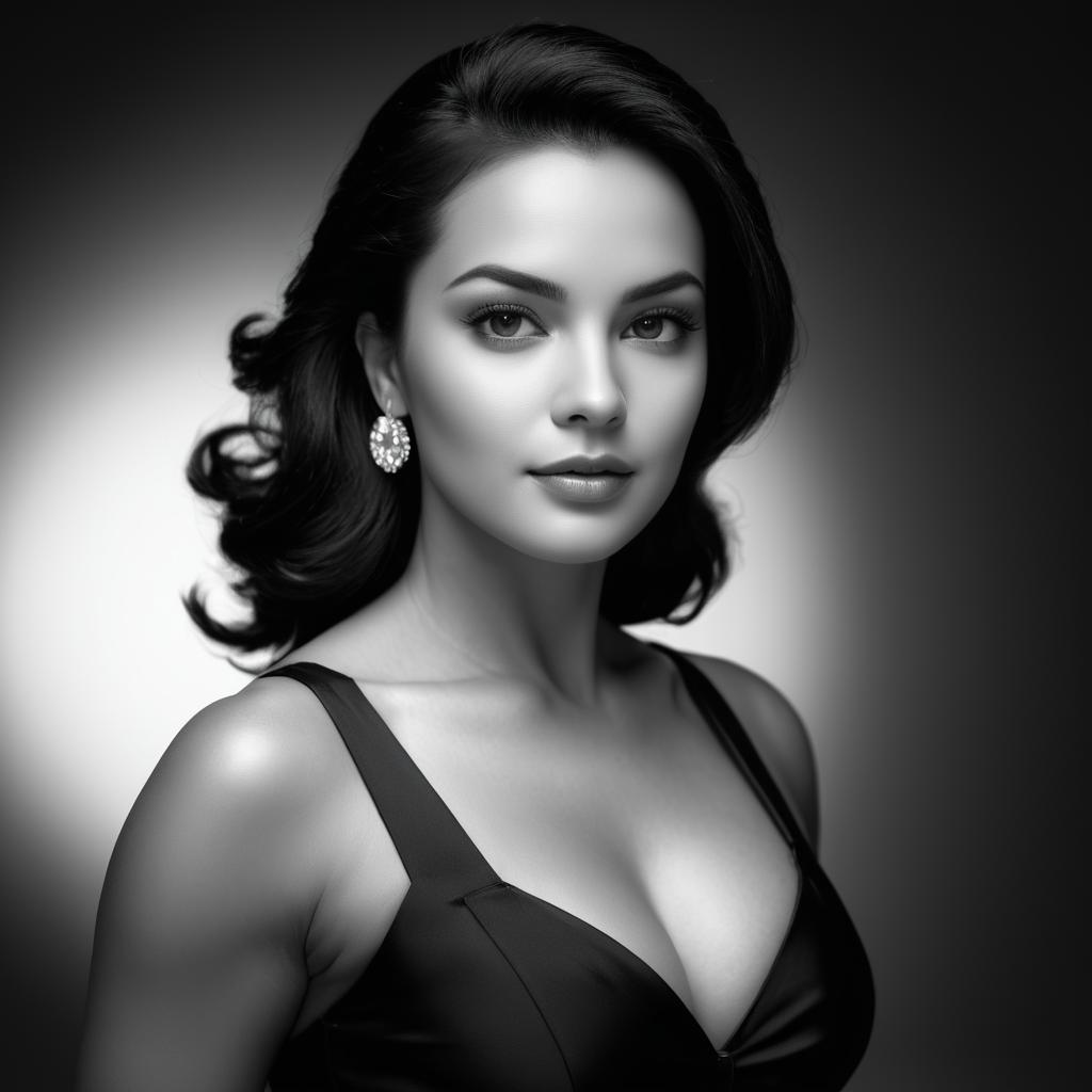 Elegant Monochrome Portrait of Latin Woman