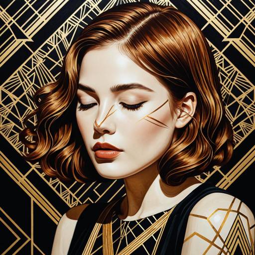 Elegant Art Deco Girl with Chestnut Hair