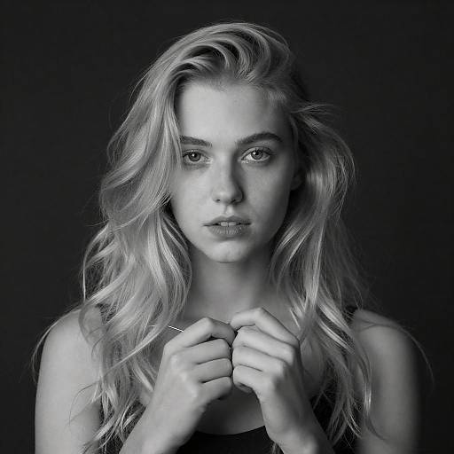 Moody Black-and-White Portrait of Blonde Woman