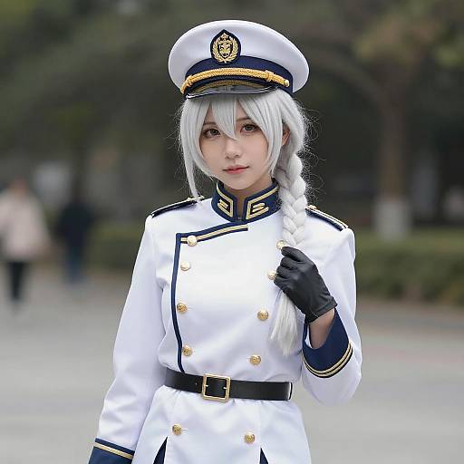 Military-Inspired Cosplay Woman Outdoors
