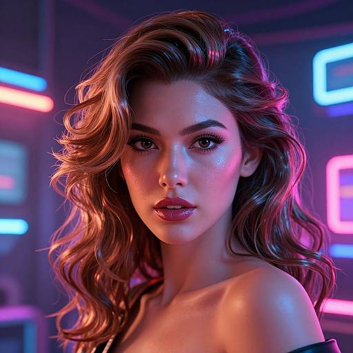 Neon Lit Woman Portrait