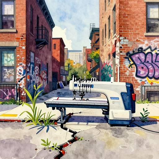 Urban Embroidery Landscape with Graffiti