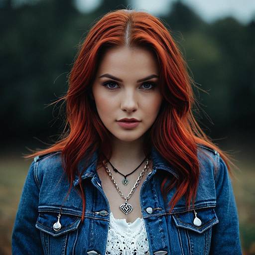 Redhead Woman in Denim Jacket