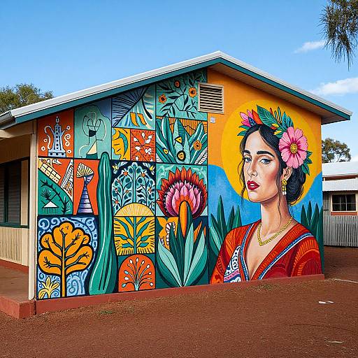 Colorful Community Mural in Alice Springs