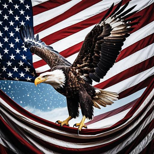 Bald Eagle Soaring through American Pride