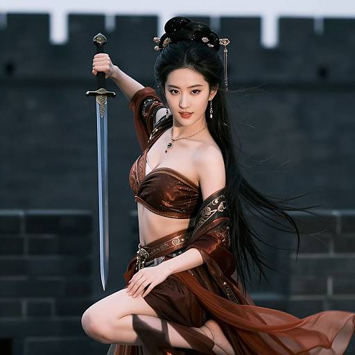 Seductive Warrior Woman in Castle