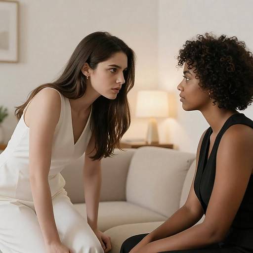 Intense Living Room Conversation Between Women