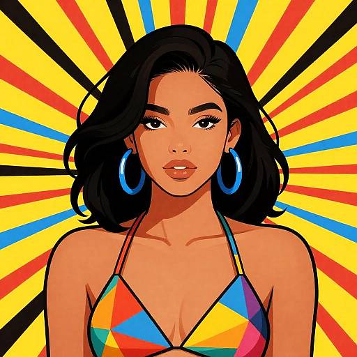 Vibrant Pop-Art Woman Illustration