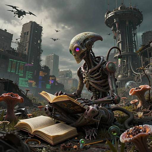 Chimeric Librarian in Overgrown Metropolis