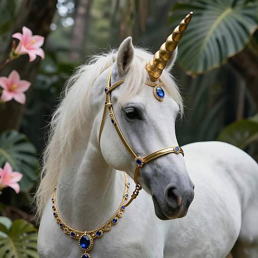 Majestic Unicorn in Enchanted Forest