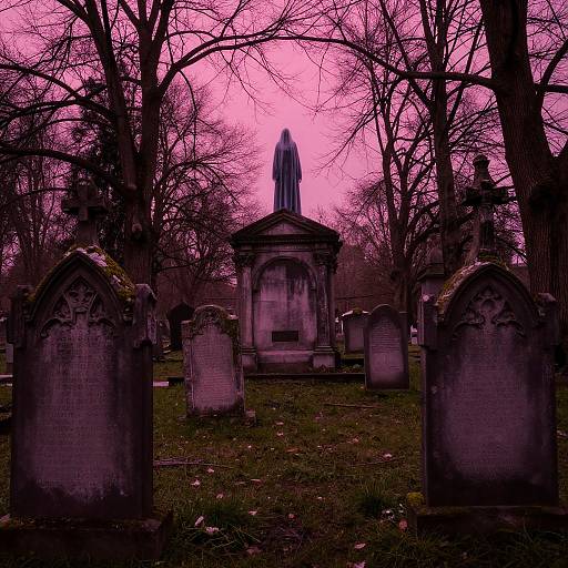 Eerie Overgrown Gothic Cemetery Scene