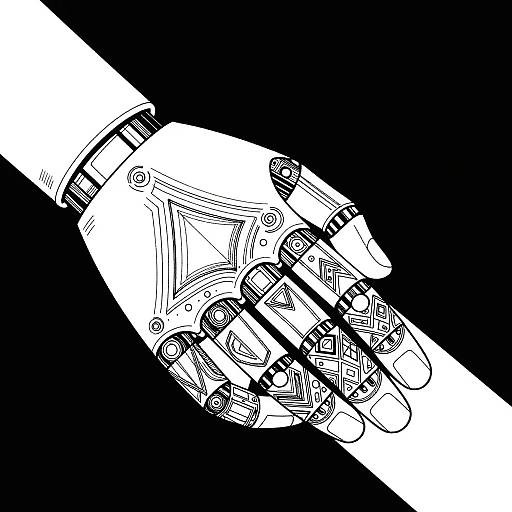 Futuristic Robotic Hand Line Art