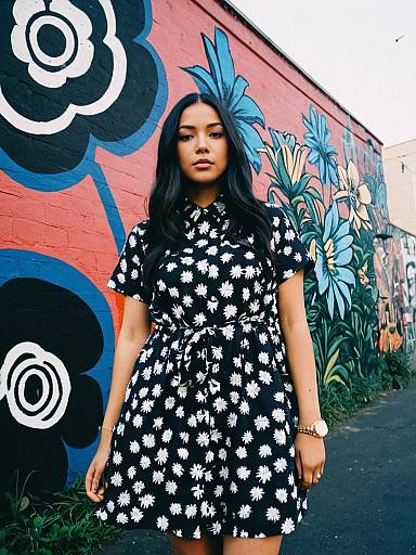 Woman in Floral Rapper Shirt Dress