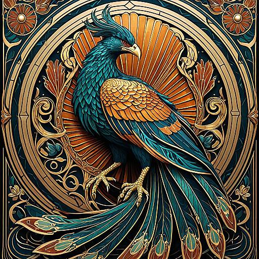 Art Nouveau Phoenix Illustration