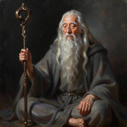 Expressive Oil Painting of Wise Wizard