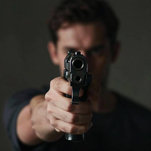 Dramatic Close-Up of Person Holding Pistol