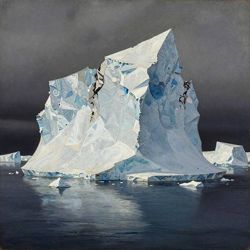 Surreal Arctic Iceberg Tempera Painting