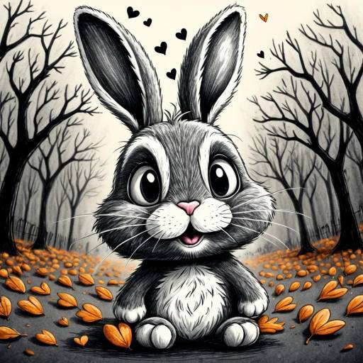 Tim Burton Style Cartoon Rabbit