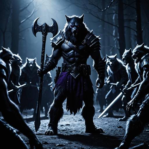 Obsidian Werewolf Warrior with Battle Axe