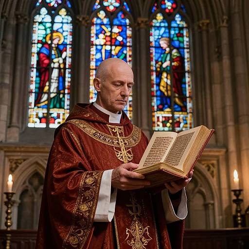 Tonsured Priest in Gothic Cathedral